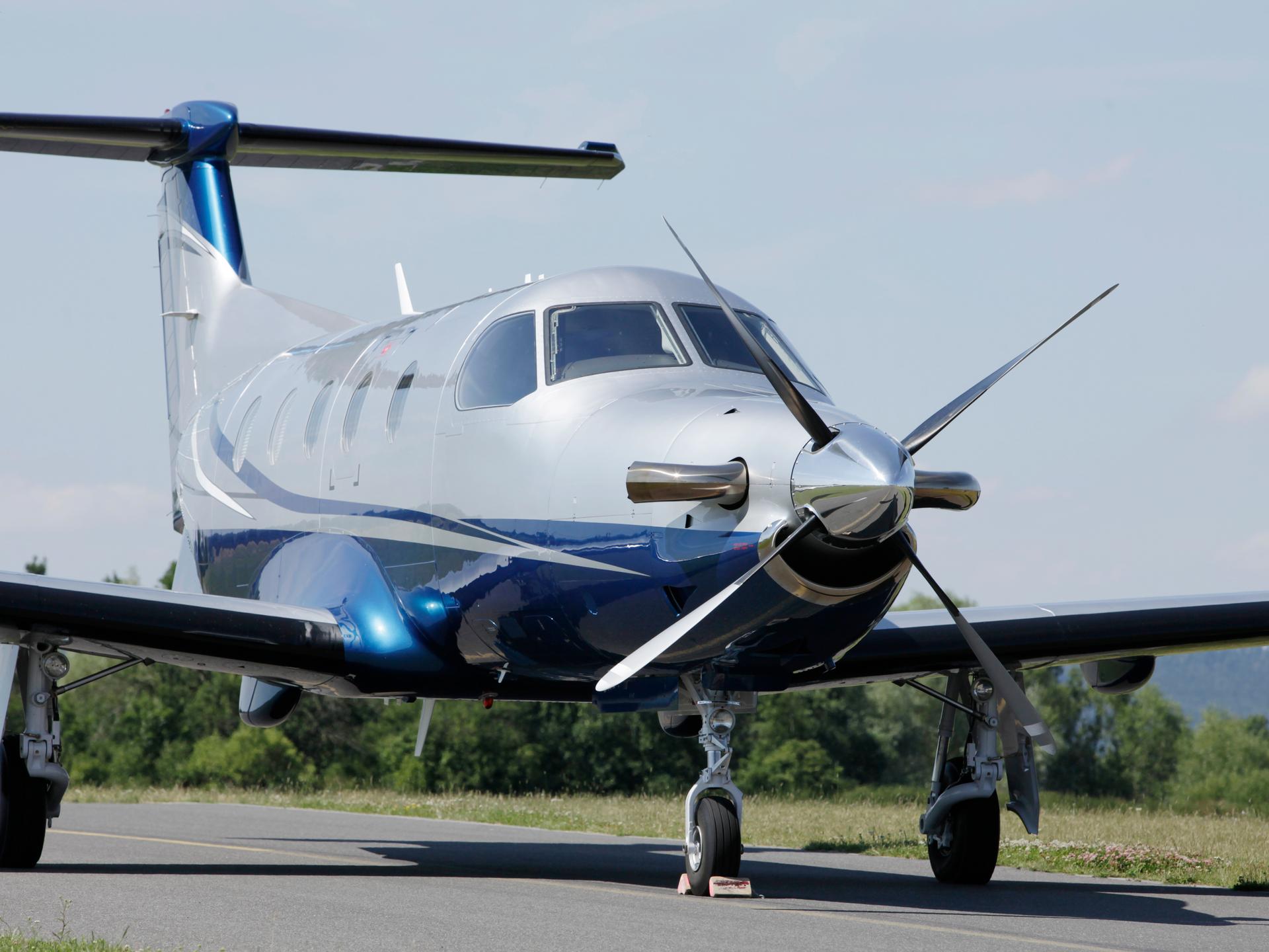 Turboprop aircraft on runway